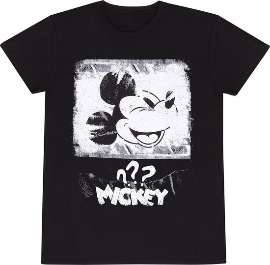 Uniseks T-Shirt met Korte Mouwen Mickey Mouse Poster Style Zwart - S