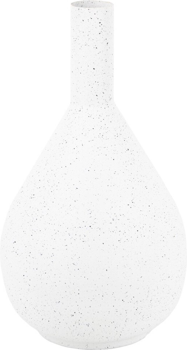 homebound by ky Metalen ornament vaas white dots | 6x27x46cm | bloemenvaas metaal Wit