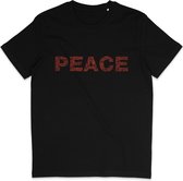 Heren en Dames T shirt - Peace, Vrede - Zwart - L