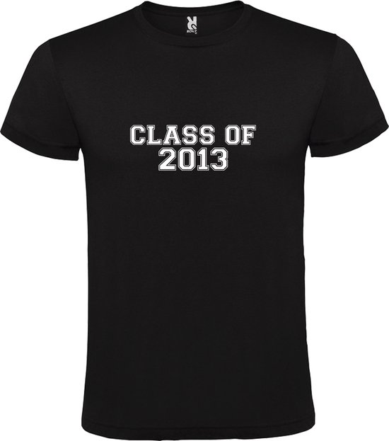 Zwart T-Shirt met “Class of 2013 “ Afbeelding Wit Size 5XL