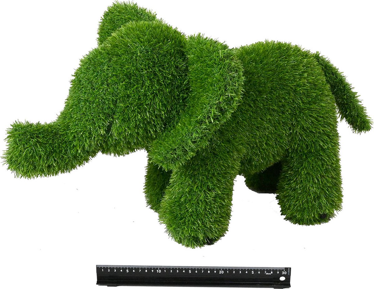 Grasdier- Staande olifant vier benen 50 cm-grasfiguur-tuinknuffel-grasdieren-kunstgras-grasfiguur tuindecoratie-