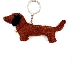 Luna-Leena duurzame teckel sleutelhanger / tas bedel bruin - vilt wol - handgemaakt in Nepal - love - dachshund baghanger - bag charm - animal keychain - moederdag cadeau - trendy dog - gift - jachthond - teckel lovers