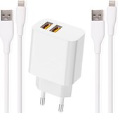 12W Power Adapter met 2 USB Poorten + 2x USB naar 8-PIN Kabel - Geschikt voor iPad Lader
