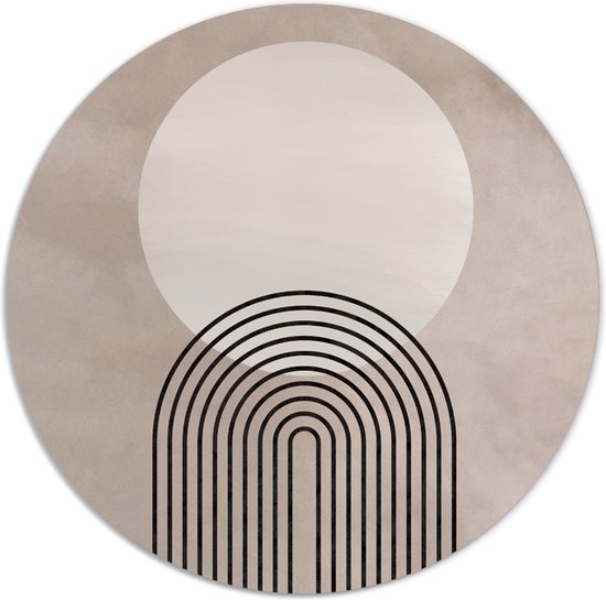 Label2X - Muurcirkel abstract regenboog zon - Ø 140 cm - Dibond - Multicolor - Wandcirkel - Rond Schilderij - Muurdecoratie Cirkel - Wandecoratie rond - Decoratie voor woonkamer of slaapkamer