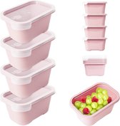 Set de 4 boîtes de conservation alimentaire de 750 ml avec couvercles adaptées au micro-ondes et au lave-vaisselle récipients roses avec couvercles sans BPA