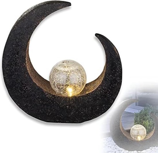 Zonnelamp voor buiten decoratie - maan zonnelamp tuindecoratie - tuinlampen solar led halve maan - tuinlamp hoogte 30 cm - buitenlamp bronskleuren van Lumisky — afbeelding 2