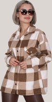 MODABOUT-Dames Geruit Fleece Overhemd