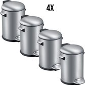 Pedaalemmer - Belle - RVS - 3 Liter - Soft Close - Badkamer - Toilet - Chrome - Voordeelverpakking - 4 Stuks