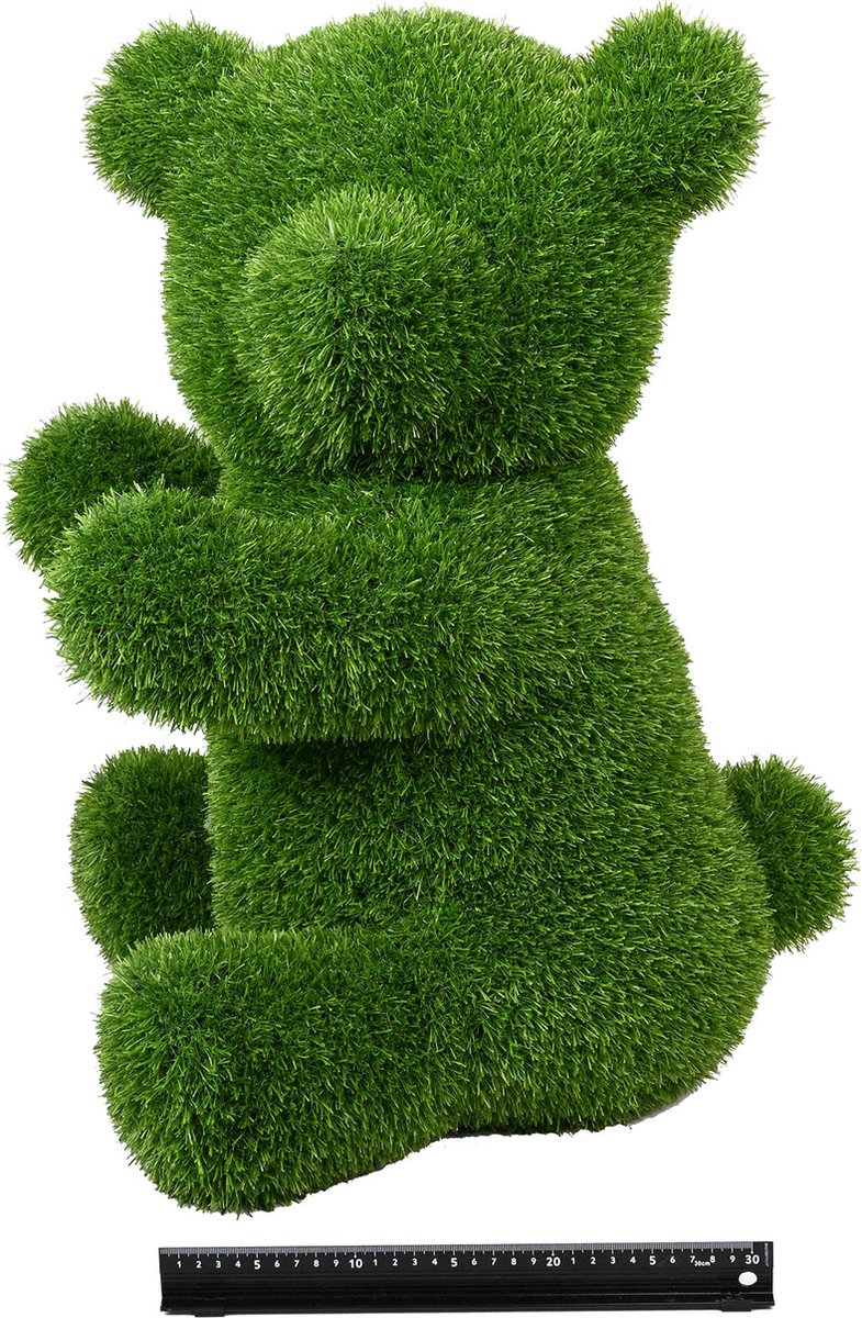 Grasdier- Zittend beren hoofd zijwaarts 65 cm-grasfiguur-tuinknuffel-grasdieren-kunstgras-grasfiguur tuindecoratie-