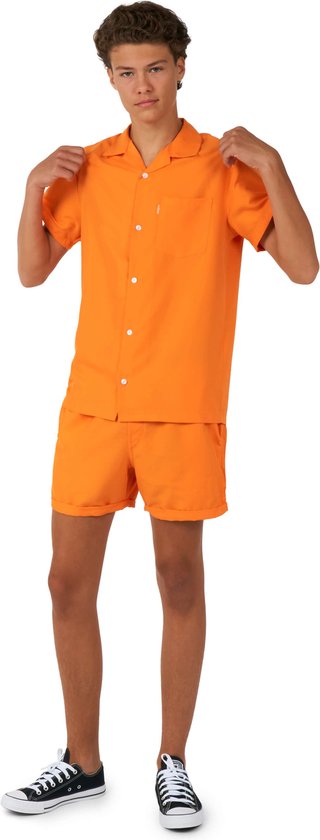OppoSuits Tiener The Orange - Jongens Zomer Set - Bevat Shirt En Shorts - Oranje - Maat: EU - Jaar