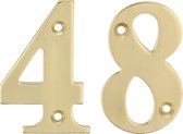 AMIG Huisnummer 48 - massief messing - 10cm - incl. bijpassende schroeven - gepolijst - goudkleur
