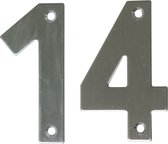 AMIG Huisnummer 14 - massief Inox RVS - 10cm - incl. bijpassende schroeven - zilver