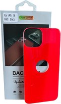 Armid Fiber Achter glas beschermer Geschikt voor: Apple iPhone 14 (Red) Achterkant Temper Glass Protector - Back Screen Protector