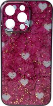 Coque en silicone imprimée - Couverture arrière - Convient pour Apple iPhone 13 Pro Max - Hartjes roses