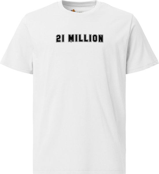 21 Million - Unisex - 100% Biologisch Katoen - Kleur Wit - Maat L | Bitcoin cadeau| Crypto cadeau| Bitcoin T-shirt| Crypto T-shirt| Crypto Shirt| Bitcoin Shirt| Bitcoin Merch| Crypto Merch| Bitcoin Kleding
