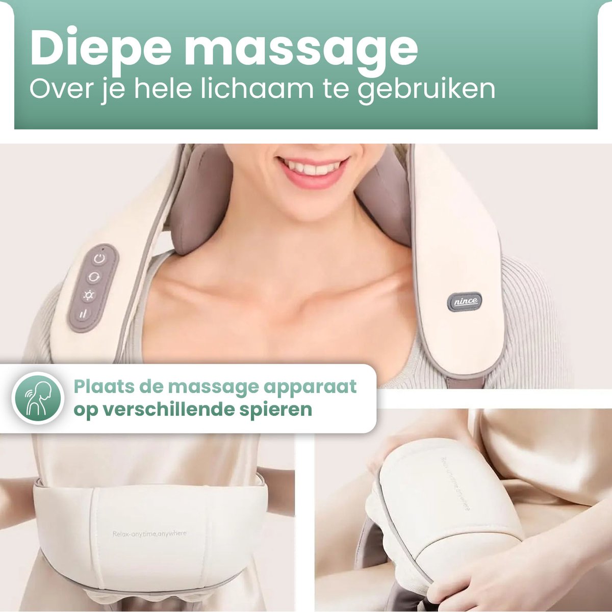 Nince Nekmassage Apparaat - Shiatsu Massagekussen thumbnail 5