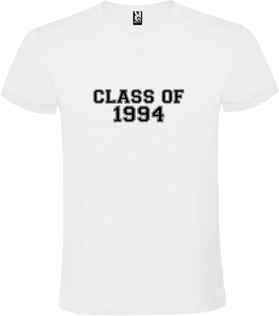 Wit T-Shirt met “Class of 1994 “ Afbeelding Zwart Size 5XL