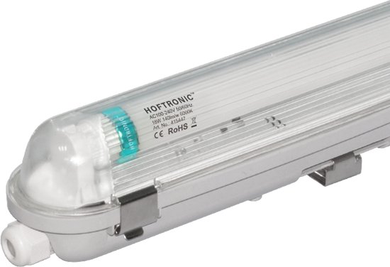 HOFTRONIC - LED TL Armatuur 120cm - IP65 waterdicht - Flikkervrij - Koppelbaar - 6000K Daglicht wit - 18W 2520lm (140lm/W) - Vervangt 64 Watt - Incl. LED buis - T8 (G13) fitting