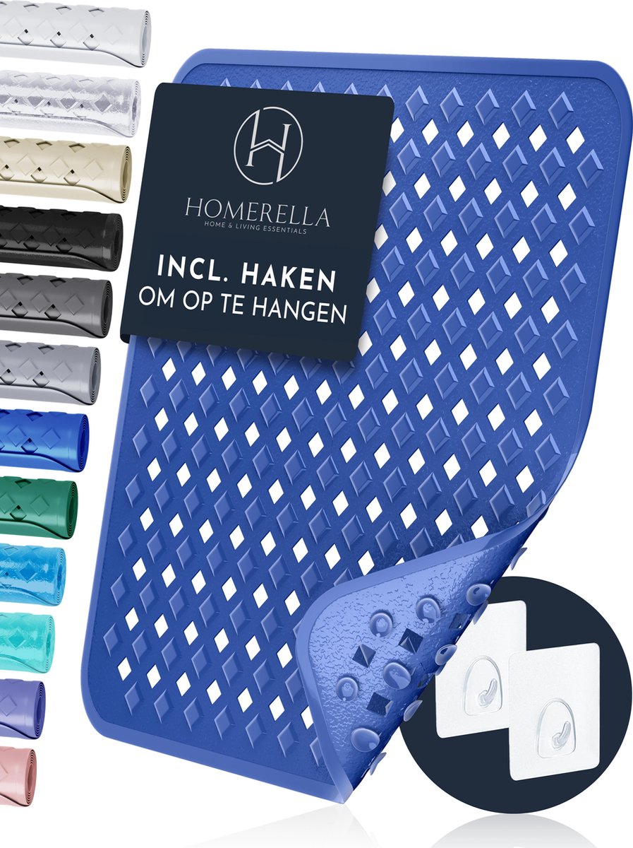 HOMERELLA Douchemat antislip - 53x53 cm - Inclusief ophanging - BPA-vrij & latexvrij badmat - Badmatten schimmelbestendig & machine wasbaar