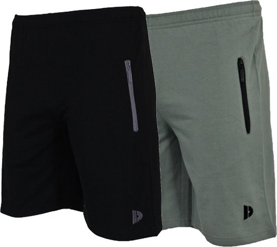 2-Pack Donnay Joggingshort (Nick) - Sportshort - Heren - Black/Jungle green (549) - maat S