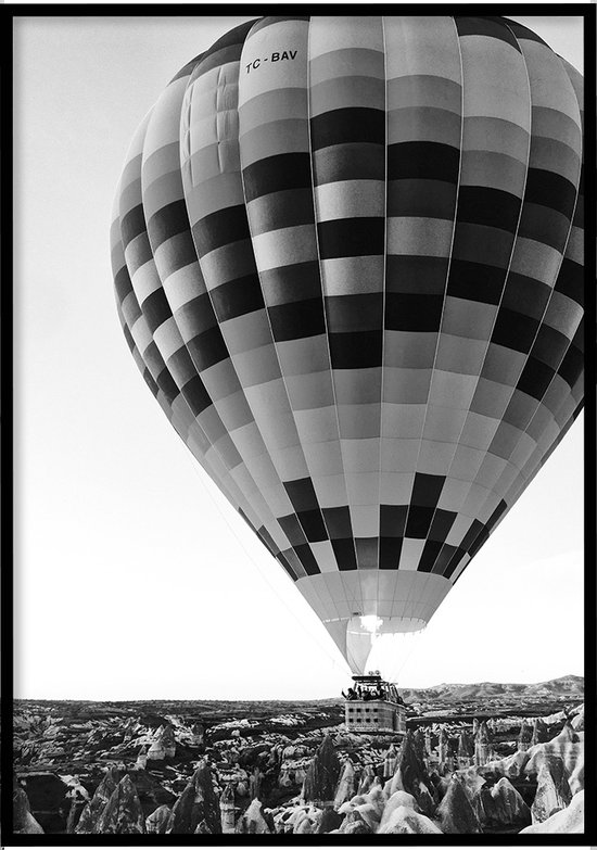Poster Luchtballon zwart-wit - Natuur poster - 50x70 cm - exclusief lijst - WALLLL