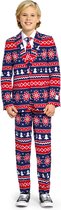 OppoSuits Tiener Nordic Noel - Jongens Pak - Kerst Pak - Blauw - Maat: EU 170/176 - 16 Jaar