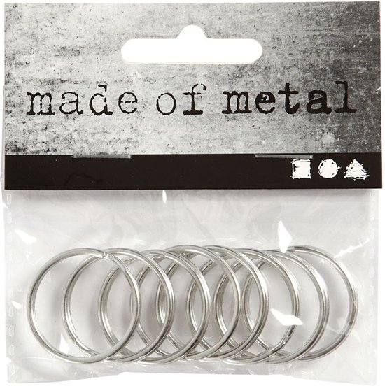 Sleutelringen - Sleutelhanger Ringen - DIY Sleutelhangers Maken - Metaalkleurig - Dia: 25 mm - Creotime - 8 stuks