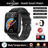 Nauwkeurige Meting Bloedglucose Smart Watch Insuline Bloedsuiker Pijnloos Meten Ecg + Ppg Hartslag Bloed Zuurstof Gezondheid Smartwatch Sport Horloge Geschikt Voor Android Leer + Extra Zwarte Band