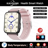 Nauwkeurige Meting Bloedglucose Smart Watch Insuline Bloedsuiker Pijnloos Meten Ecg + Ppg Hartslag Bloed Zuurstof Gezondheid Smartwatch Sport Horloge Geschikt Voor Android Roze Band