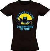 It's Fine, I'm Fine, Everything is Fine Dames T-shirt - dieren - haaien - kat - oceaan - zee - probleem - grappig
