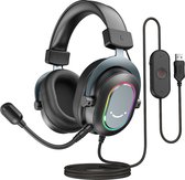 FIFINE - H6 RGB Over-Ear Active Noise Canceling Headset - Voor Gaming - Streaming - Podcast - Met microfoon - USB headset - Geschikt voor PC - Playstation - Xbox - RGB hoofdtelefoon - Surround Sound