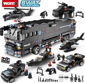Woma SWAT Police Car - Set de transformation 6 en 1 - Kit de construction - Blocs de construction - Jeu de construction - Puzzle 3D - Mini blocs - Compatible avec les blocs de construction Lego - 1011 pièces