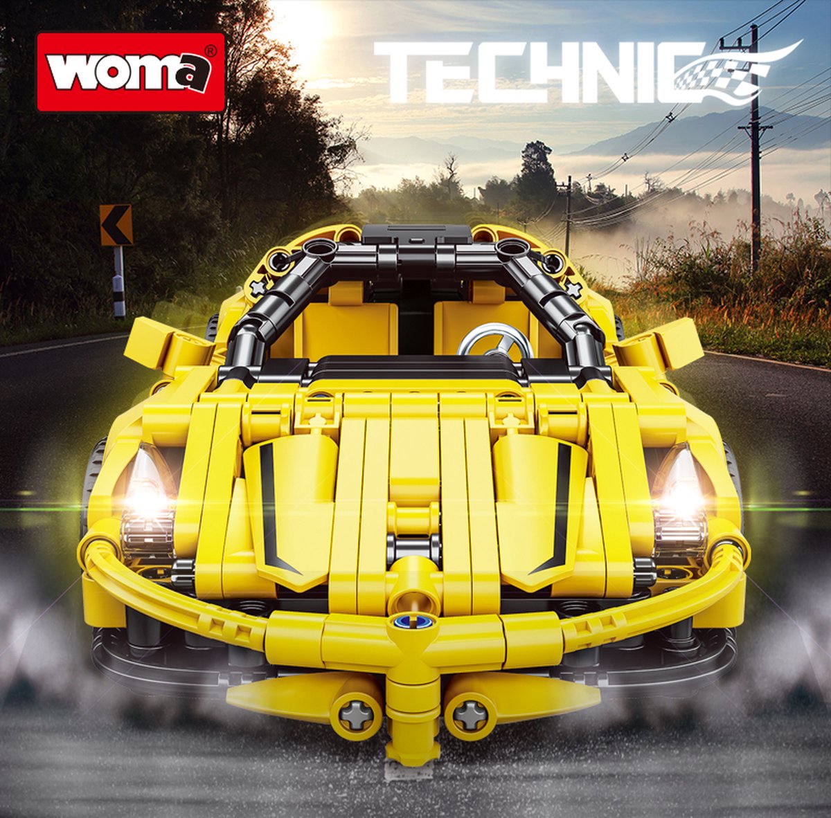 Woma Technic Super Sportwagen Supercar Bouwset Bouwpakket Bouwblokken Bouwset 3D puzzel Mini blokjes Compatibel met Lego bouwstenen 391 Stuks