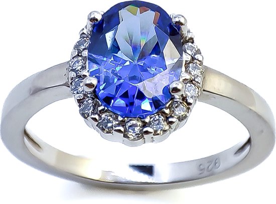 PROMETIDA / Verlovingsring/ Dames ring / Princess Diana ring / koningsblauw / aanzoeksring / trouwring / engagement ring vrouw / moederdag cadeau / valentijns cadeau / maat 58 / zie filmpje