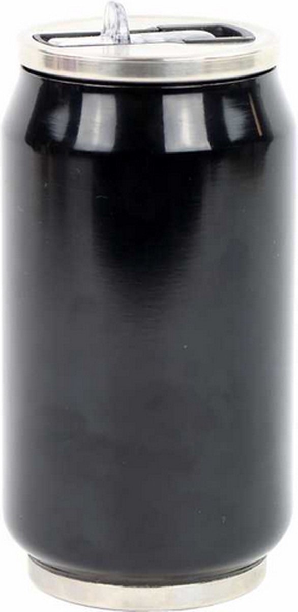 YK Design Thermoskan Zwart 280ml 13cm isoleerdoos dubbelwandig roestvrij staal siliconen afdichting BPA-vrij 1288-7672BK