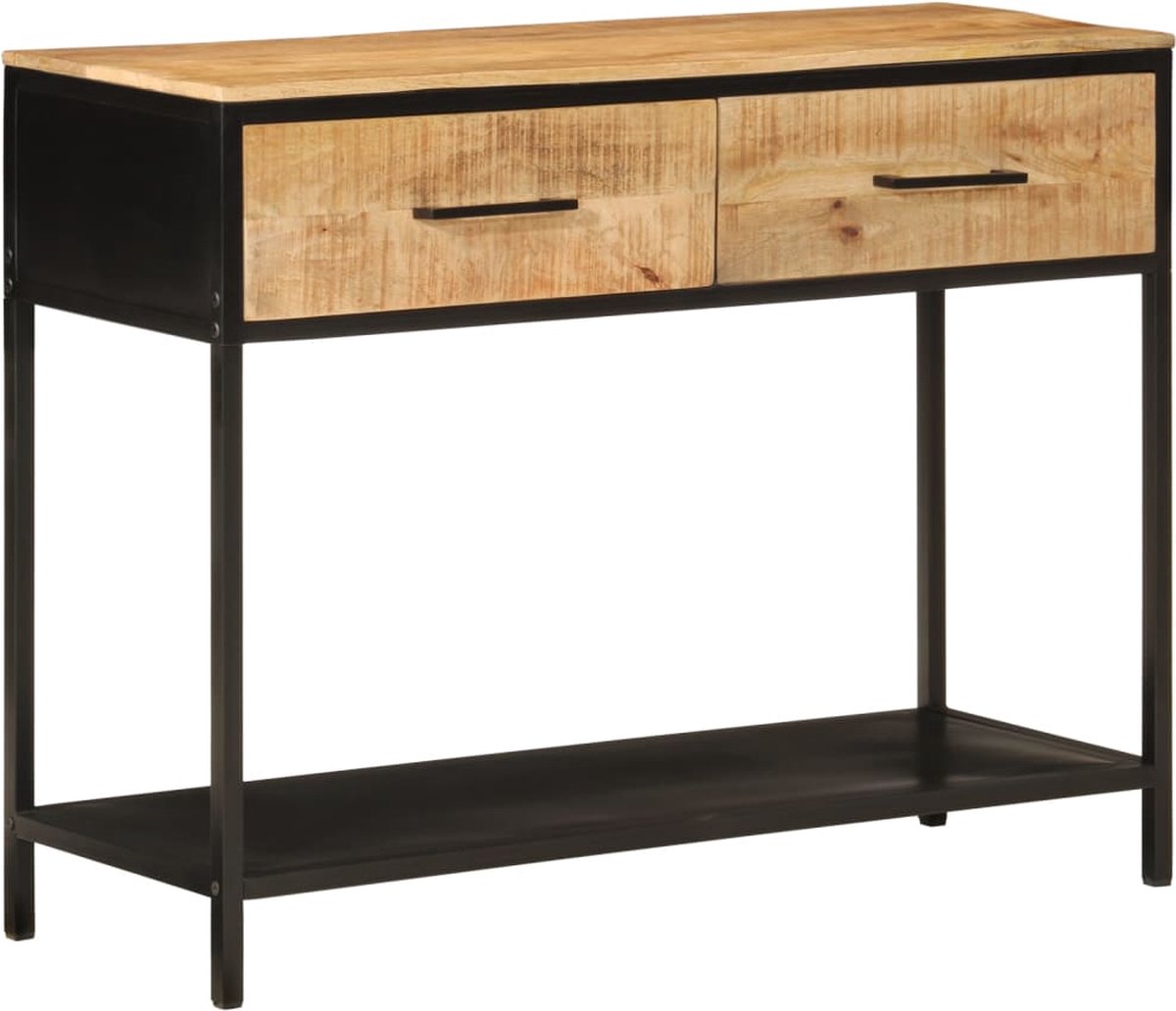 vidaXL Wandtafel - 100x35x76 - cm - massief - mangohout - en - ijzer Bruin