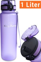 Bouteille d'eau 1 litre 1 litre 100 % étanche Adultes et Enfants – Bouteilles d'eau 1 L sans BPA – Lilas violet – Bouteilles King Mungo