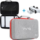 COMBI DEAL - Étui adapté pour Playstation 5 + Power bank pour manette PS5 - Bandoulière incluse - Étanche - Sac de rangement pour PS5 - Étui pour PS5 - Grijs - Étui rigide - Étui de protection - Accessoires de vêtements pour bébé PS5
