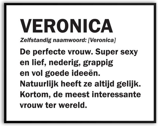 Veronica Woordenboek Fotolijst met glas 40 x 50 cm - Prachtige kwaliteit - jarig - verjaardag - kado - Canvas - incl ophangsysteem - Poster - Grappig - cadeau