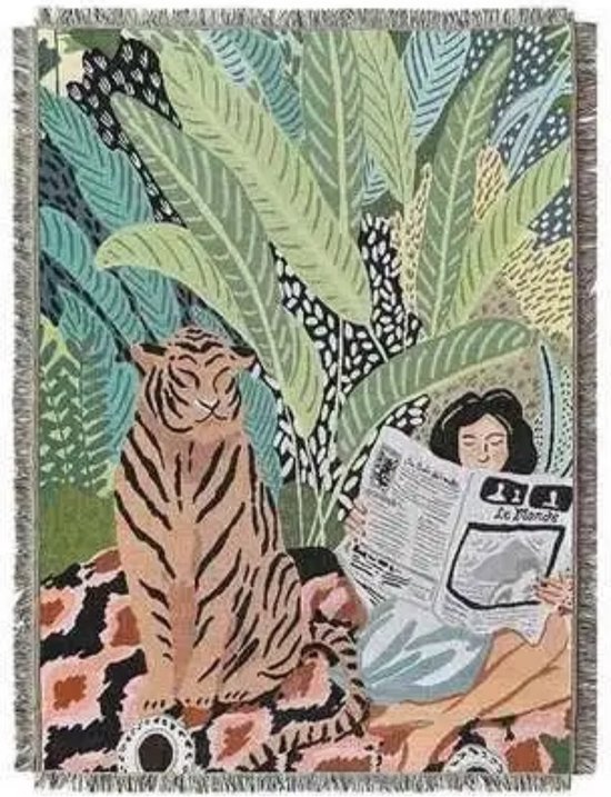 Plaid Jungle - 130 x 160 cm - Tapisserie Couvre-lit Couvre-lit Tapisserie Chambre de bébé - Vert