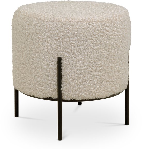 Pouf en peluche Artichok Rosemarie beige - Ø35,5 cm