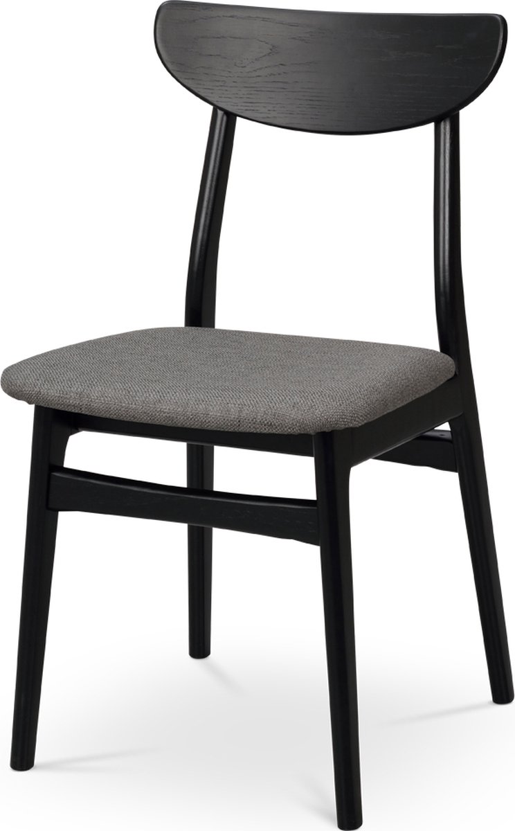 Rowico Home Rodham Eetkamerstoel Zwart Eiken - Met Donkergrijze Zitting - Houten eetakmerstoel - Stof - Design - Scandinavisch