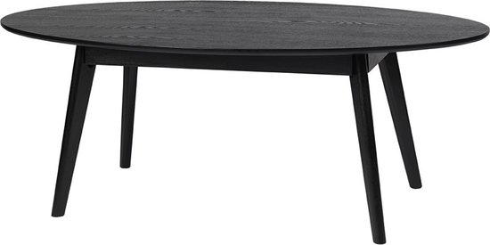 Rowico Home Yumi Ovale Salontafel Zwart - Hout - Scandinavisch - Retro - Organische Vorm - Tafeltje - Woonkamer - 130 x 65 x 48 cm