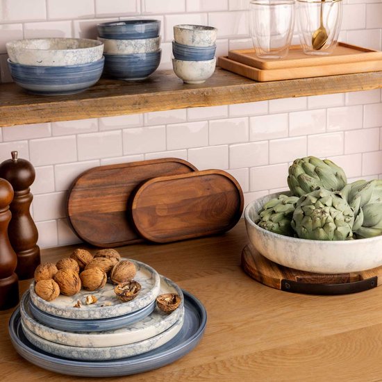 Bowls and Dishes Bol en Poterie Espuma | Bol | Plateau à fruits | Saladier | Accessoire maison bas 27 centimètres Ø - Grijs