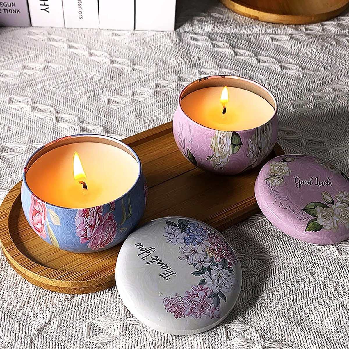 FineInno 12PCS Petite Boite De Rangement Candy Box Pot De Bougie Boite Metallique Vintage En Fer Ronde A Bijoux,Boite Biscuits Avec Couvercle (Art