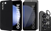 Hoesje geschikt voor Samsung Galaxy S23 FE - Privacy Screenprotector Volledig Dekkend Glas & Camera Protector - Mat Back Case Zwart