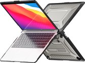 MacBook Air Cover - Antichoc - Support intégré - MacBook Hardcover - Coque - Convient pour MacBook Air 13 pouces 2018 / 2019 / 2020 / 2021 - Macbook Air A1932 / A2179 / A2337 / M1 - Zwart + Transparent