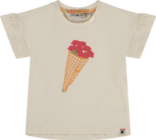 Stains and Stories girls t-shirt short sleeve Meisjes T-shirt - off white - Maat 110
