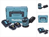 Makita DBO 180 SYJ 18 V 125 mm accu excentrische schuurmachine + 2x 1,5 Ah accu + lader + Makpac