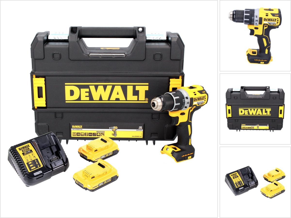 DeWalt DCD791D2 Accu Schroefboormachine - 18V 2.0Ah XR Li-ion in T-STAK Opbergkoffer – foto 2